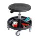 Monteringsstol/Arbetspall med säte i PU-skum, fotstöd med 5 fack, 5xØ75 hjul och höjd 310-390 mm (GRÖN)