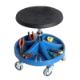 Monteringsstol/Arbetspall med säte i PU-skum, fotstöd med 5 fack, 5xØ75 hjul och höjd 310-390 mm (BLÅ)
