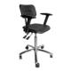 DYNAMO arbetsstol med säte och rygg i PU-skum, hjul och justering av säte och rygg (600-860 mm)