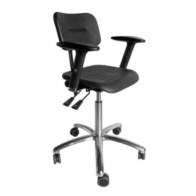 DYNAMO arbetsstol med säte och rygg i PU-skum, hjul och justering av säte och rygg (420-550 mm)